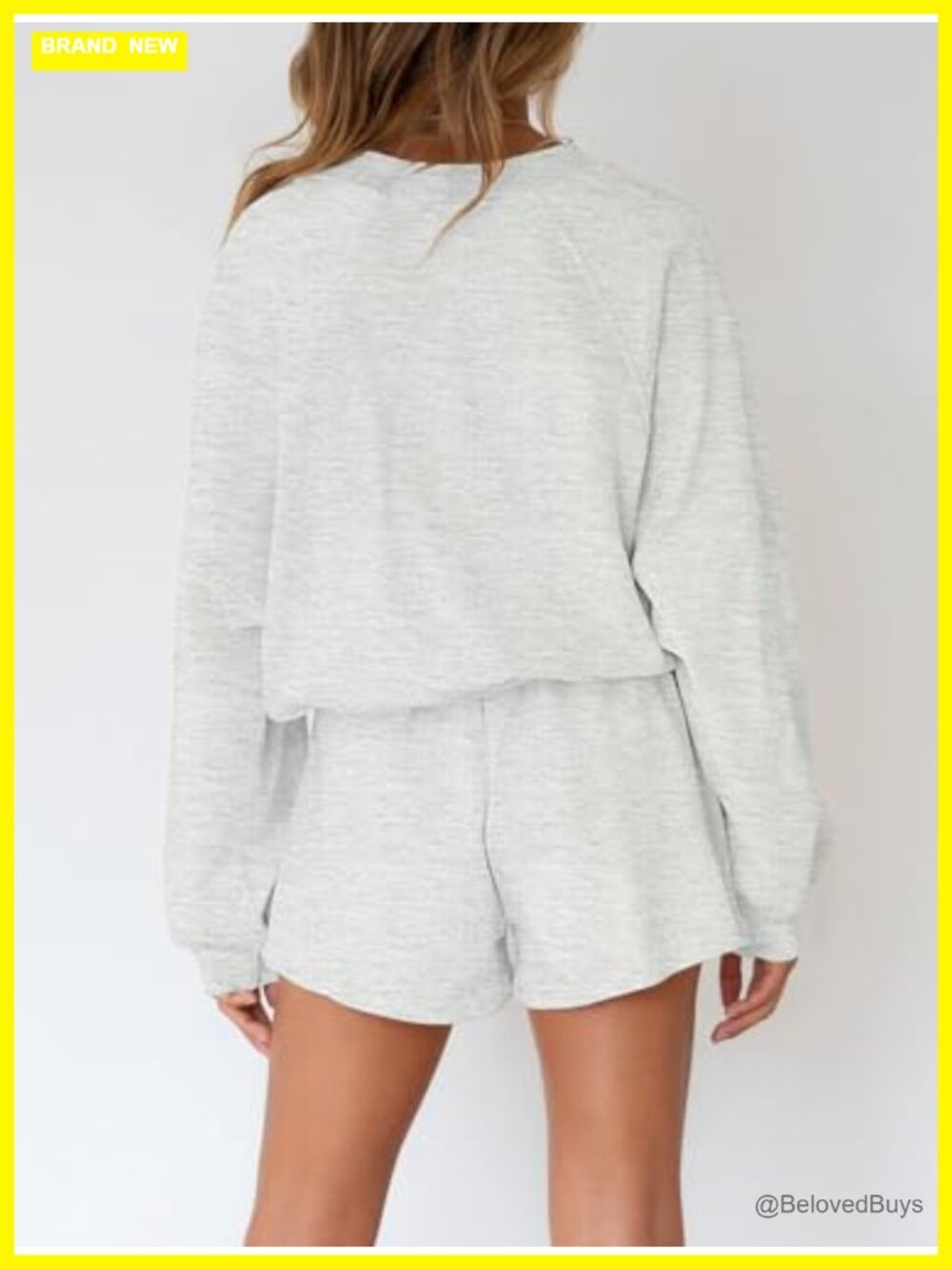 Oversized Batwing Sleeve Lounge Set Top and Shorts 2 Piece Sweat Set - Picture 3 of 6